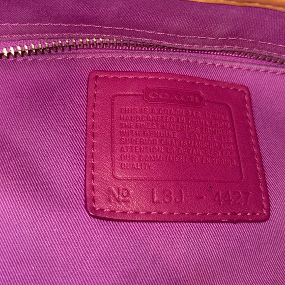 Coach  Hampton mini bag satchel  pink canvas/ white /raspberry/light tan leather - Picture 13 of 15